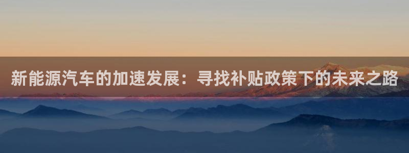 新宝gg扣钱:新能源汽车的加速发展:寻找补贴政策下的未来之路